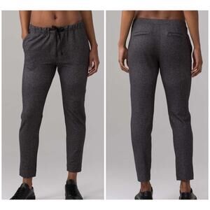 Lululemon Jet Crop Slim Trouser Luon Heathered Herringbone Black Grey Size 4